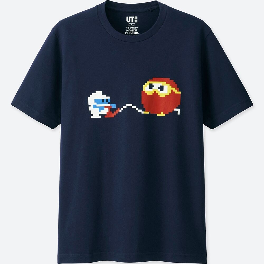 UT Namco Museum - Dig Dug Men's T-shirt Navy (M Size)