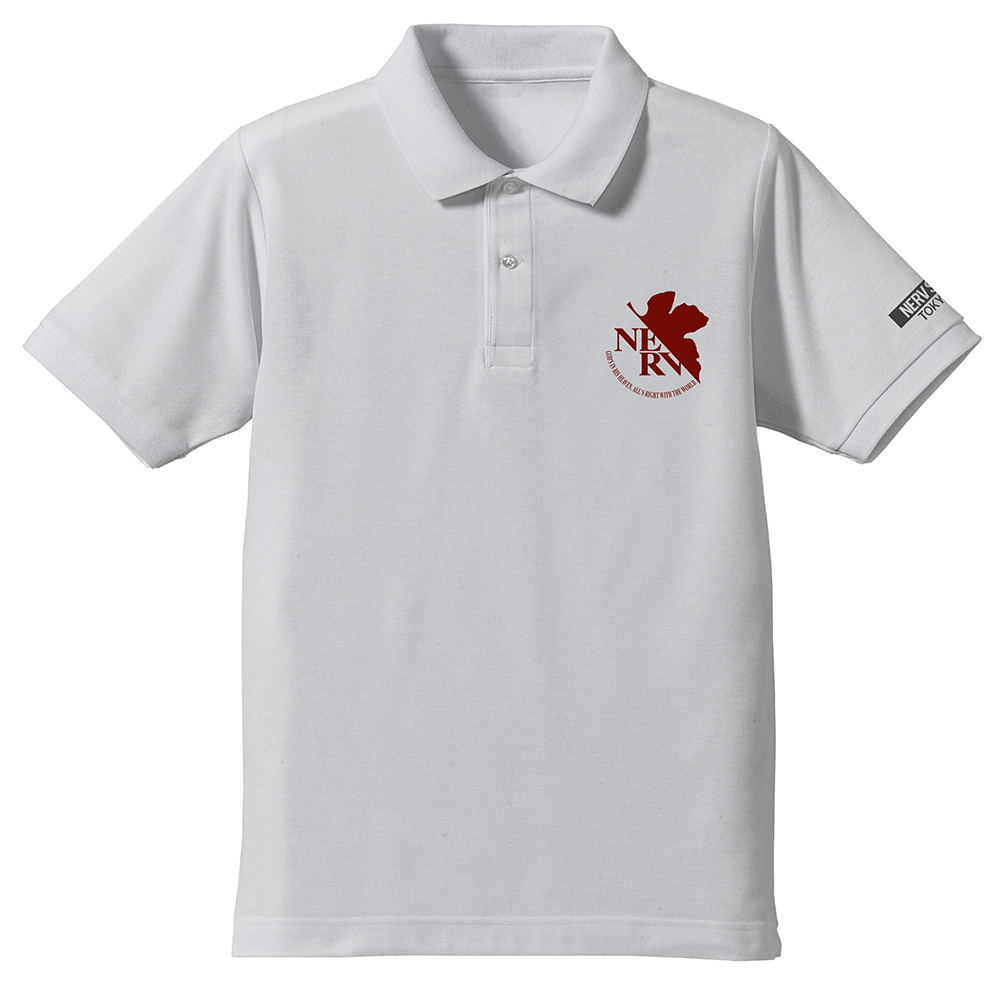 Evangelion Nerv Embroidery Polo Shirt White (S Size)