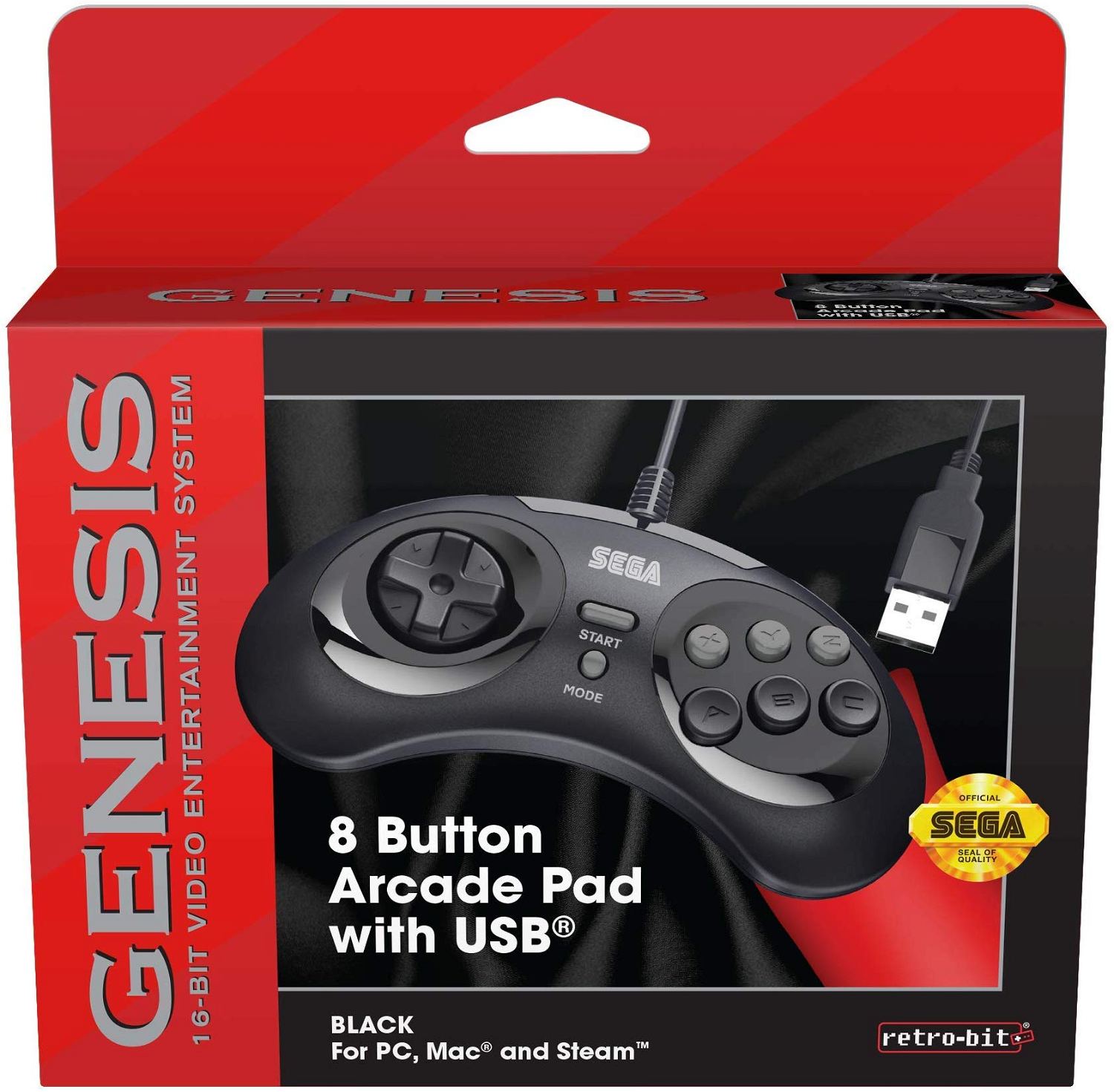 Buy Retro Bit Sega Genesis 8 Button Arcade Pad With Usb Black For