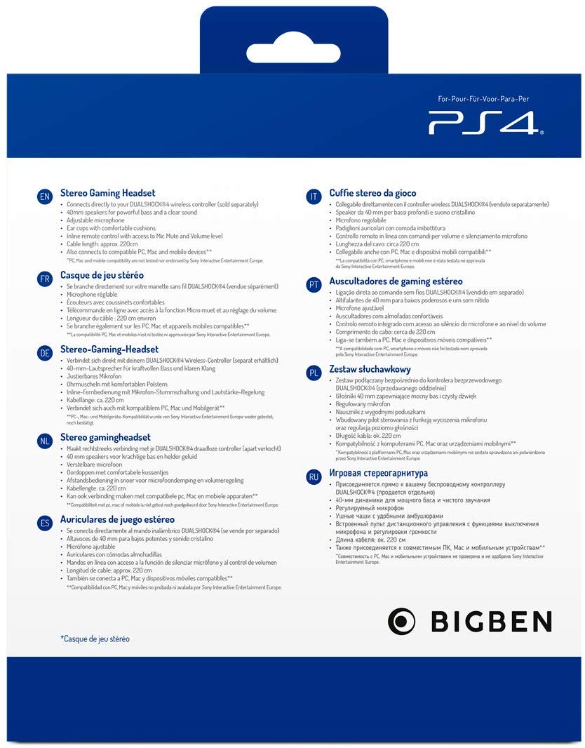Buy Bigben Stereo Gaming Headset V3 for PS4/PC/MAC (Blue) for Windows, Mac,  PlayStation 4