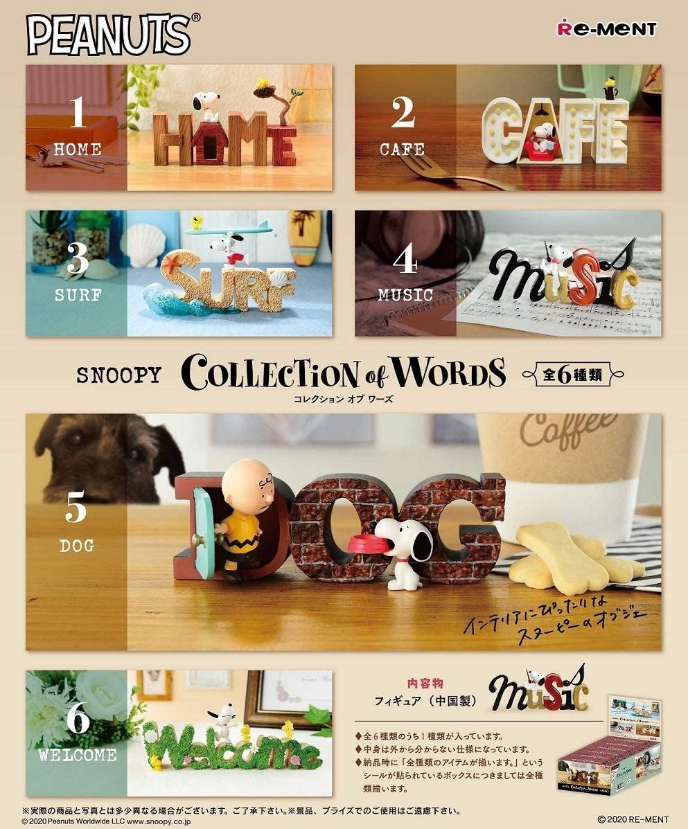 PEANUTS SNOOPY COLLECTION OF WORDS (SET OF 6 PIECES) Re-ment