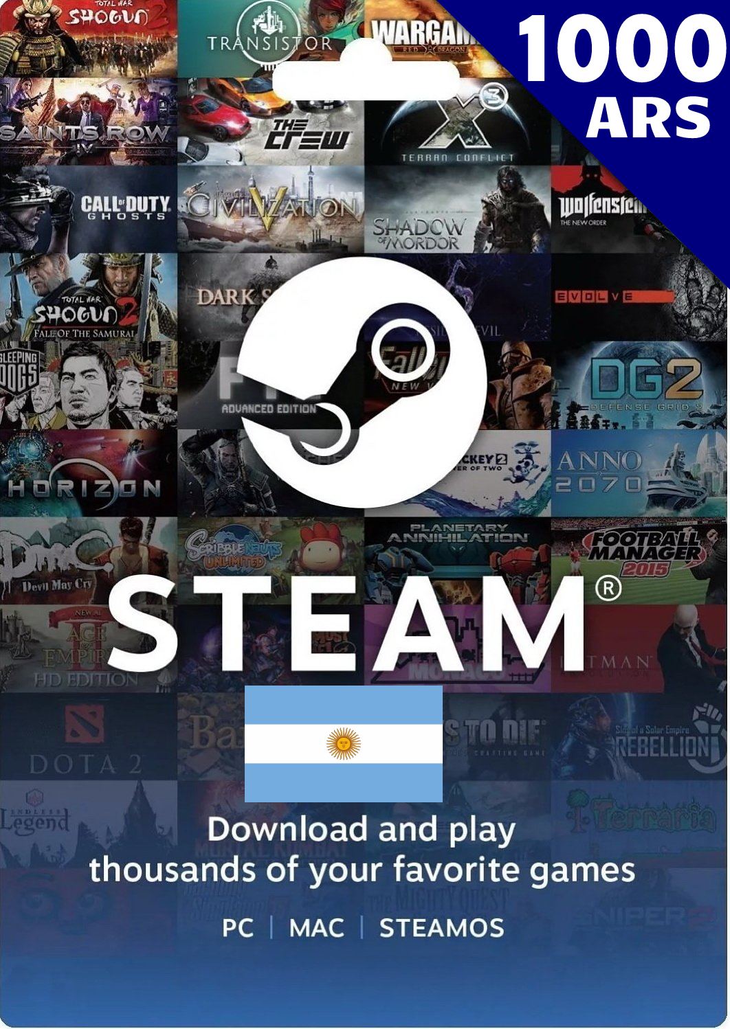 Steam Gift Card (ARS 1000 | For Argentina Currency Only) digital