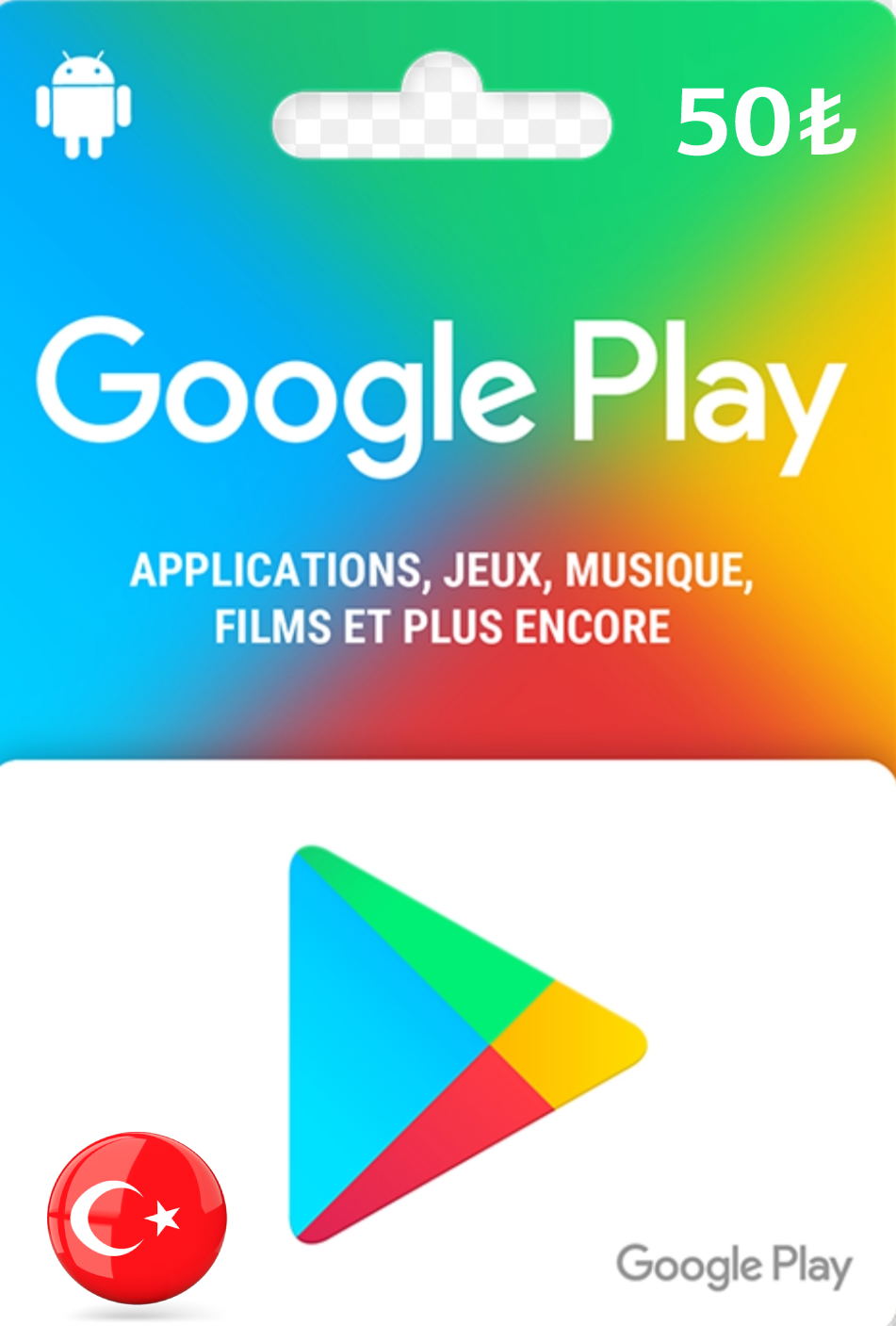Google Play TRY 50 Gift Card Turkey Account digital