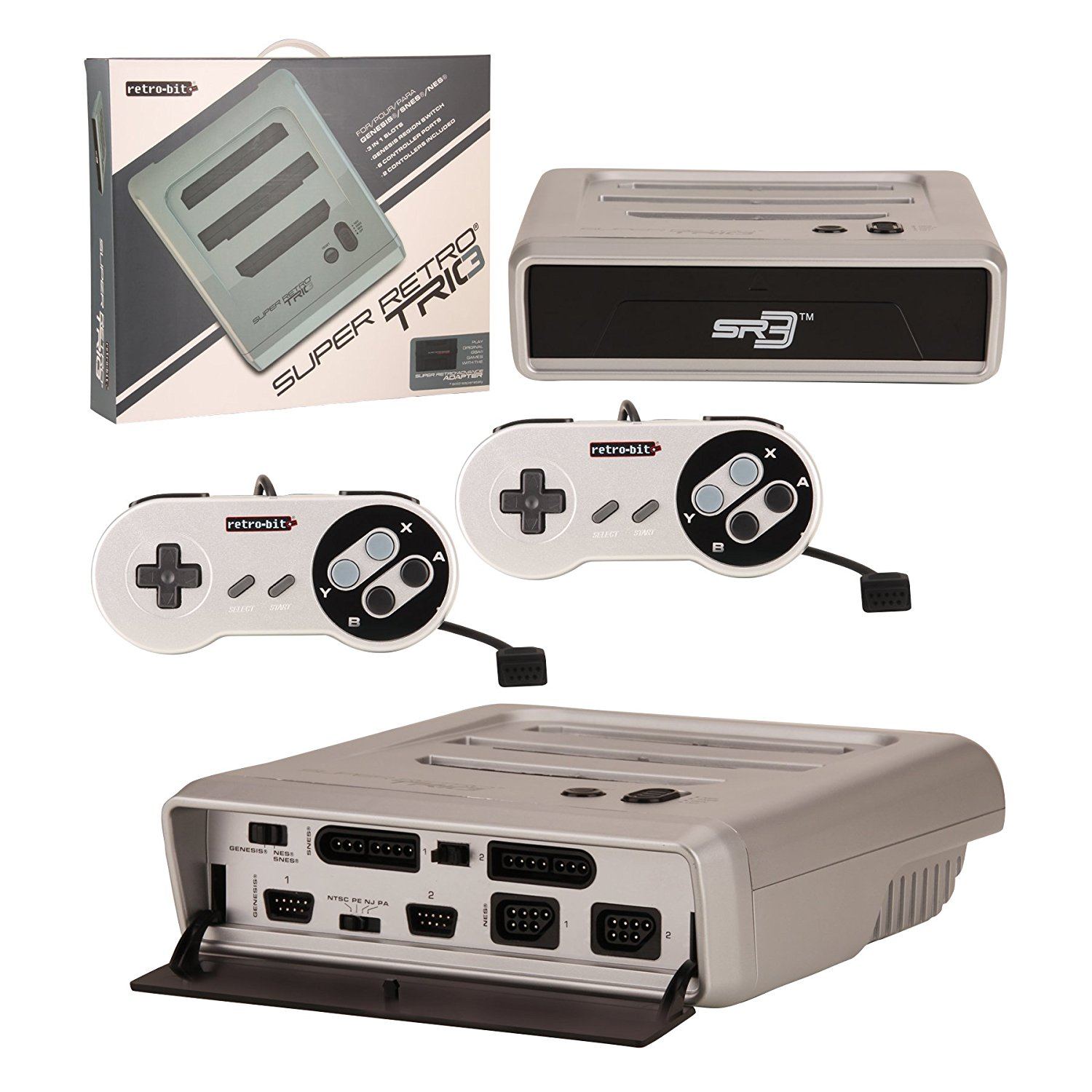 SNES/ Genesis/ NES Retro-Bit Super RetroTRIO 3 Gaming Console (Silver ...
