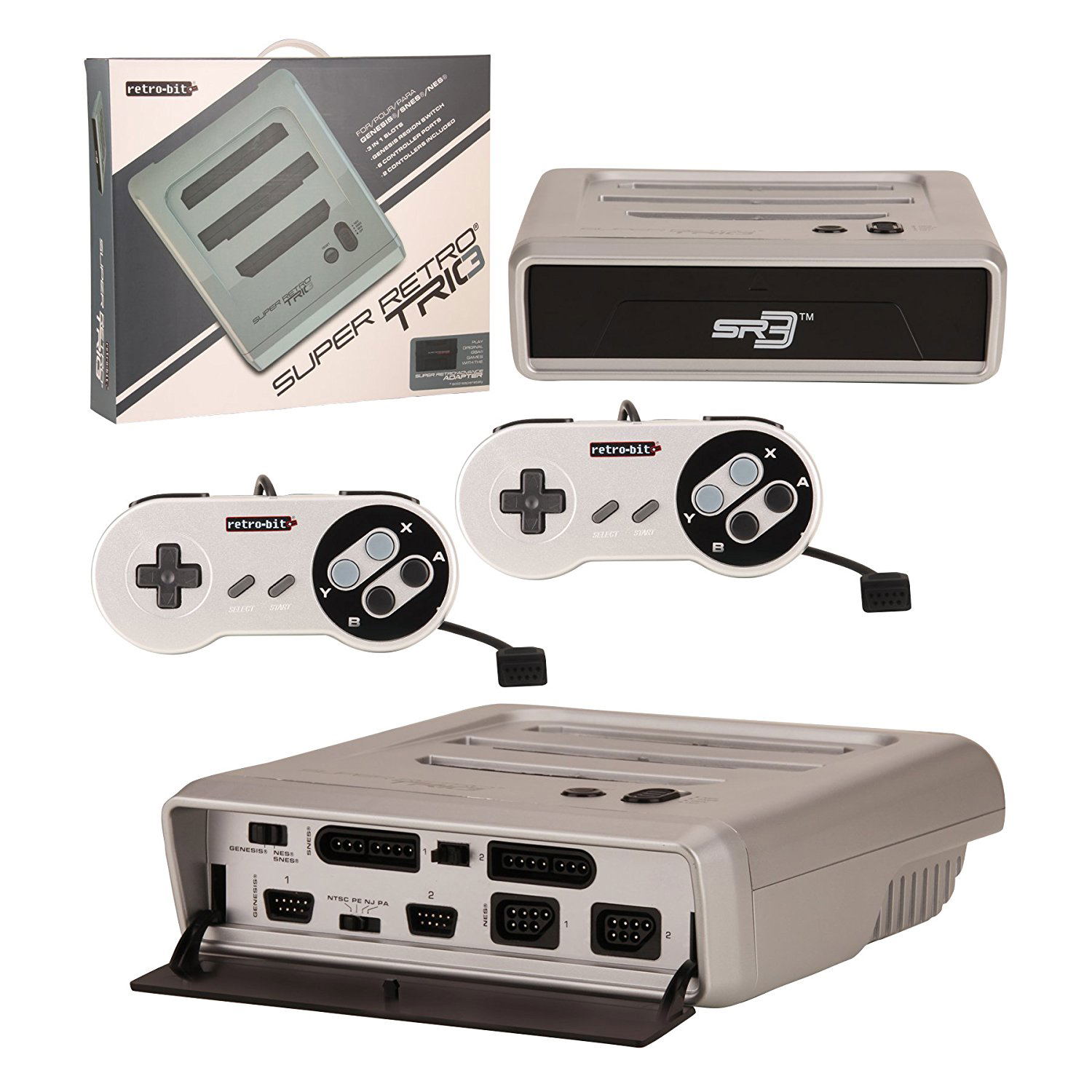 SNES/ Genesis/ NES RetroBit Super RetroTRIO 3 Gaming Console (Silver