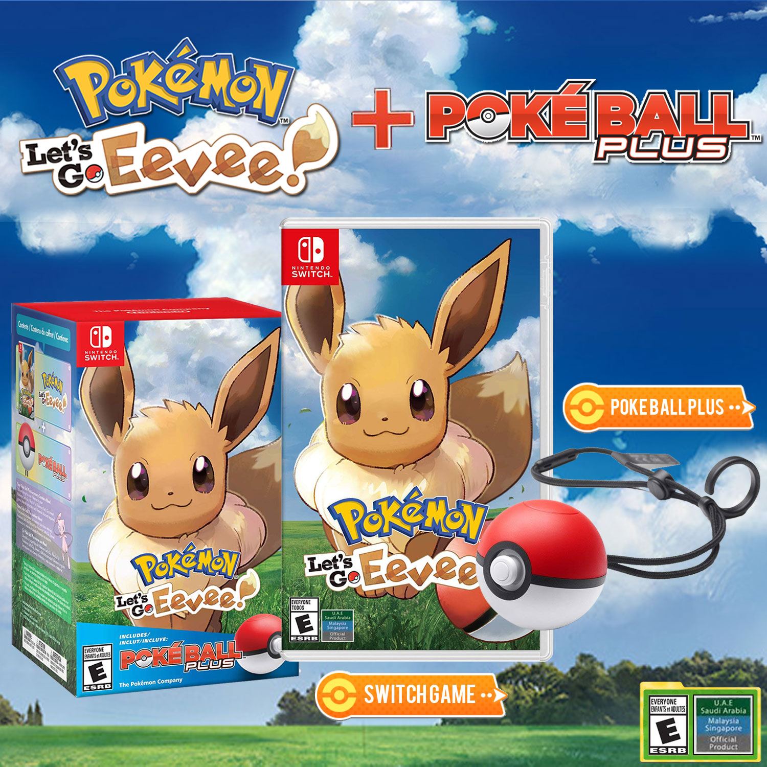 Pokemon Lets Go Eevee Poke Ball Plus Pack