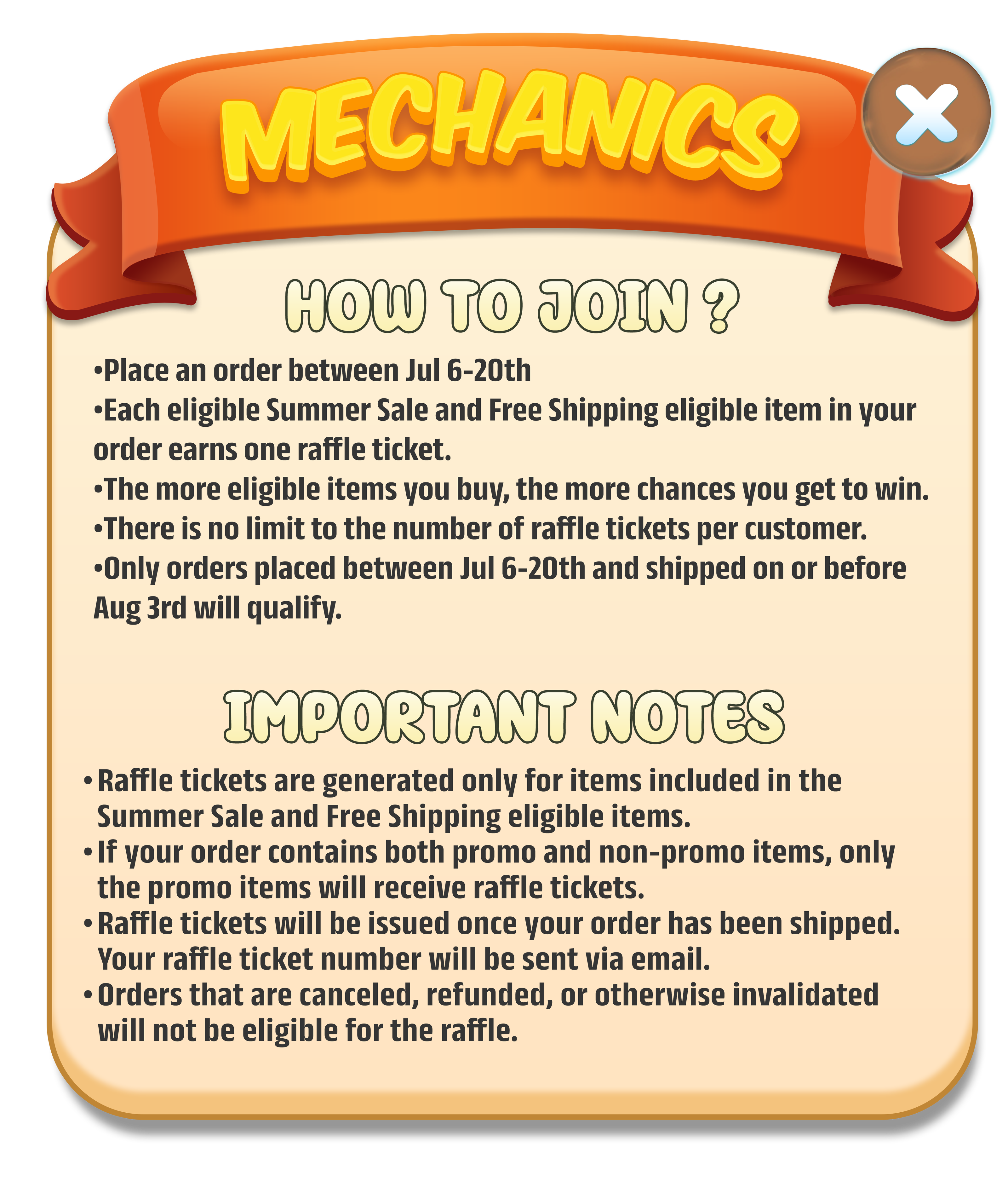 Lucky Draw mechanics and rules - click to close